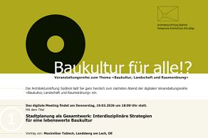 Serie di incontri dedicati a «cultura del costruire, paesaggio e pianificazione territoriale»